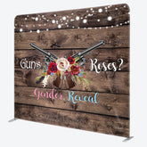 Lofaris Wooden Rose Guns Gender Reveal Tension Fabric Backdrop